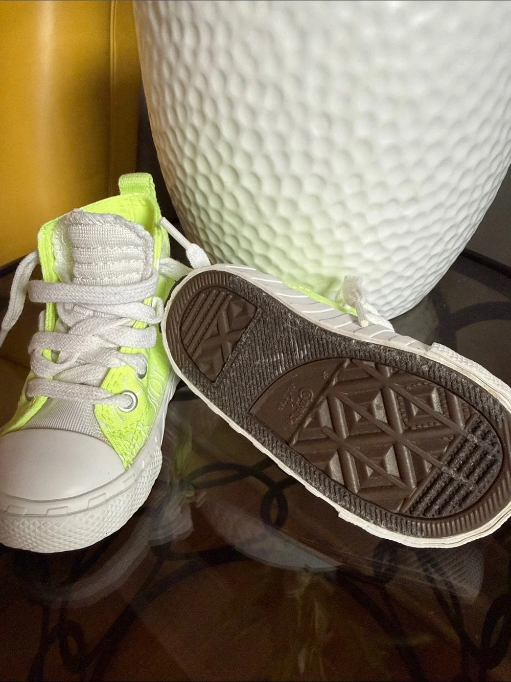 Converse Kids High-Top Sneakers in Neon Lime with White Accents